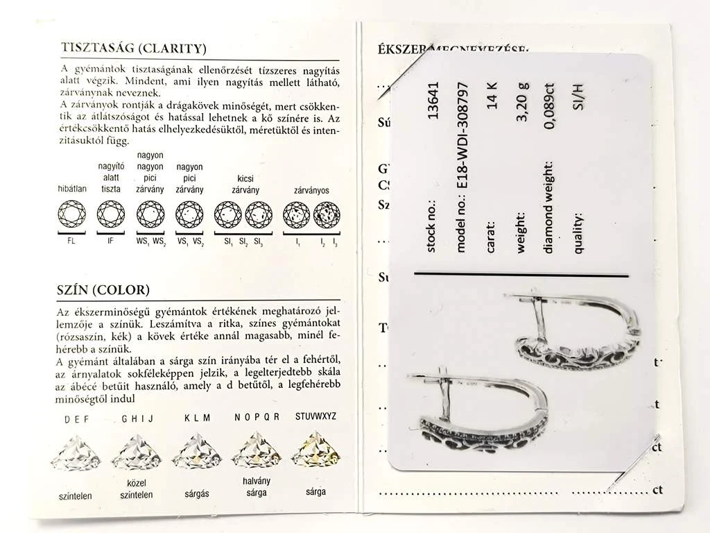 Fehérarany brill köves fülbevaló - Image 8