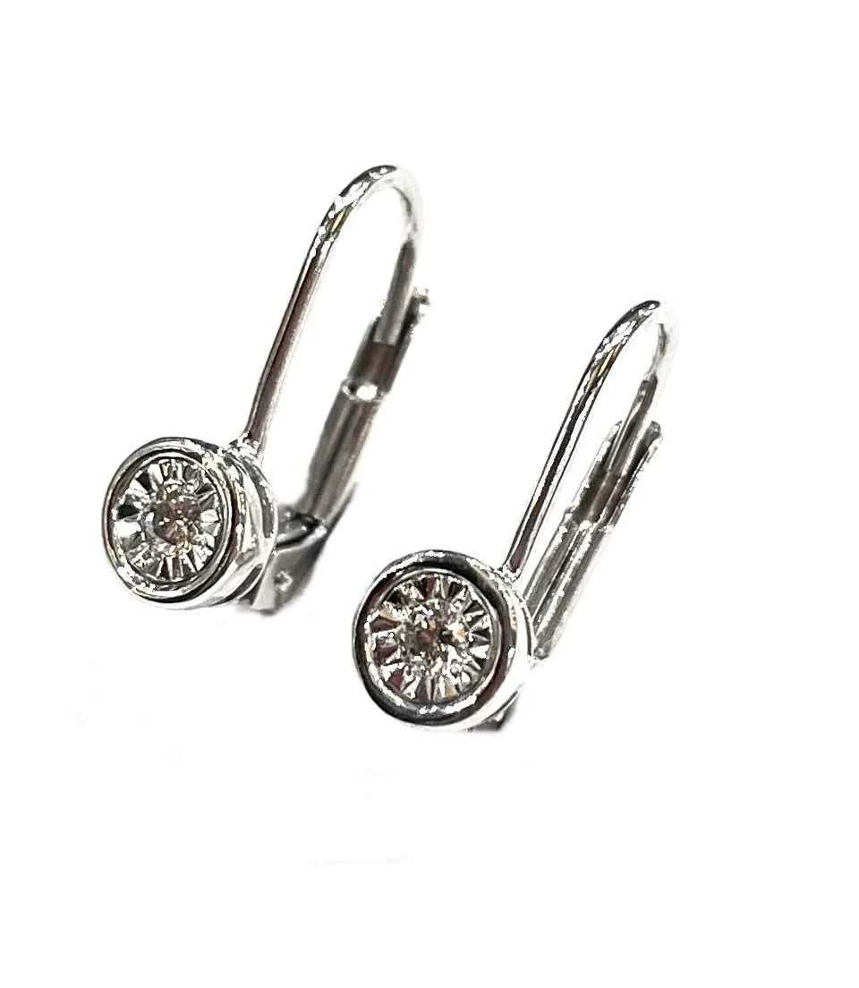Fehérarany button foglalatos brilles fülbevaló