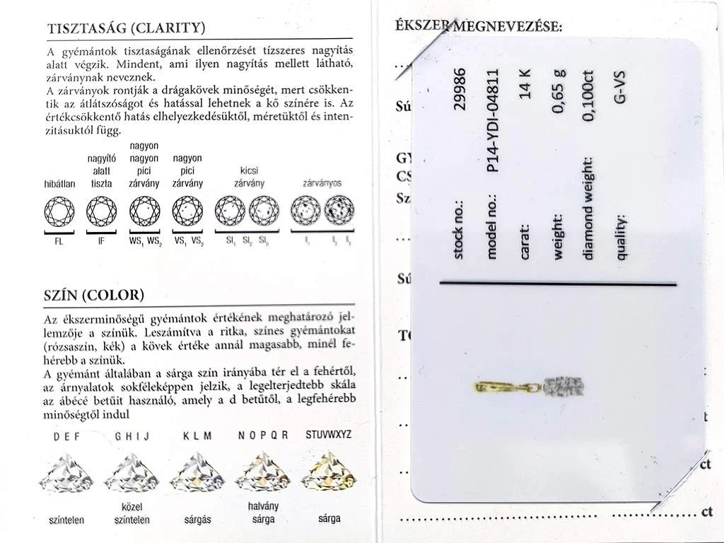 Sárga arany brilliáns csiszolású gyémántokkal ékített medál
