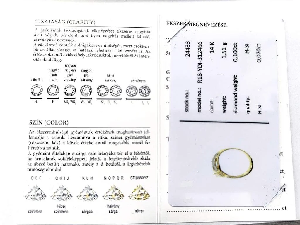 Sárga arany brilliáns csiszolású gyémántokkal ékített női gyűrű - Image 8