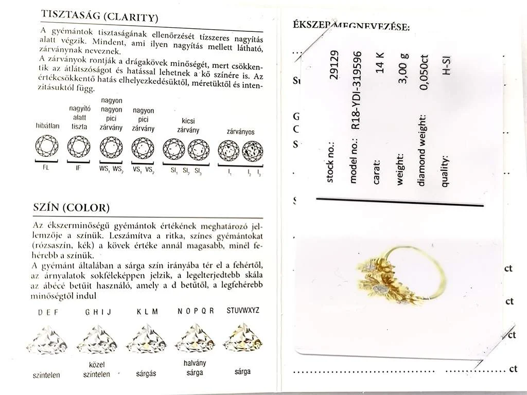 Sárga arany brilliáns csiszolású gyémántokkal ékített virágos női gyűrű - Image 7