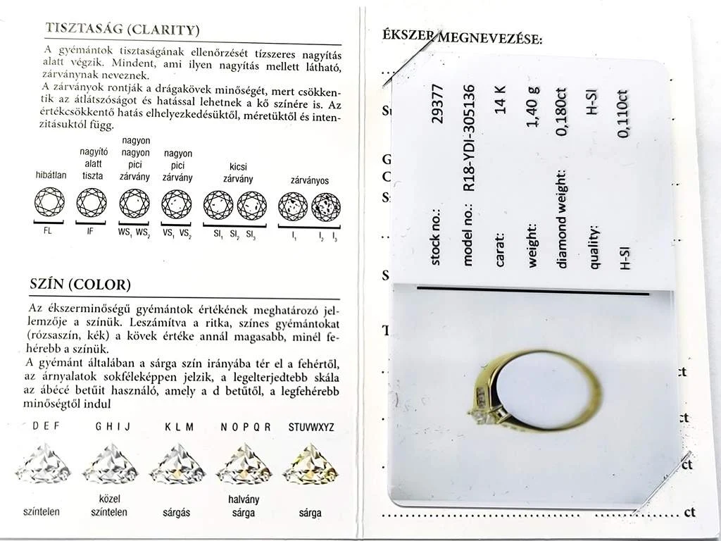 Sárga arany brilliáns csiszolású gyémánttal ékített női gyűrű - Image 12
