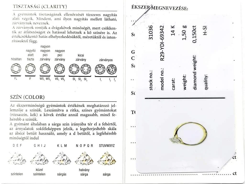 Sárga arany brilliáns csiszolású gyémánttal ékített női gyűrű - Image 7