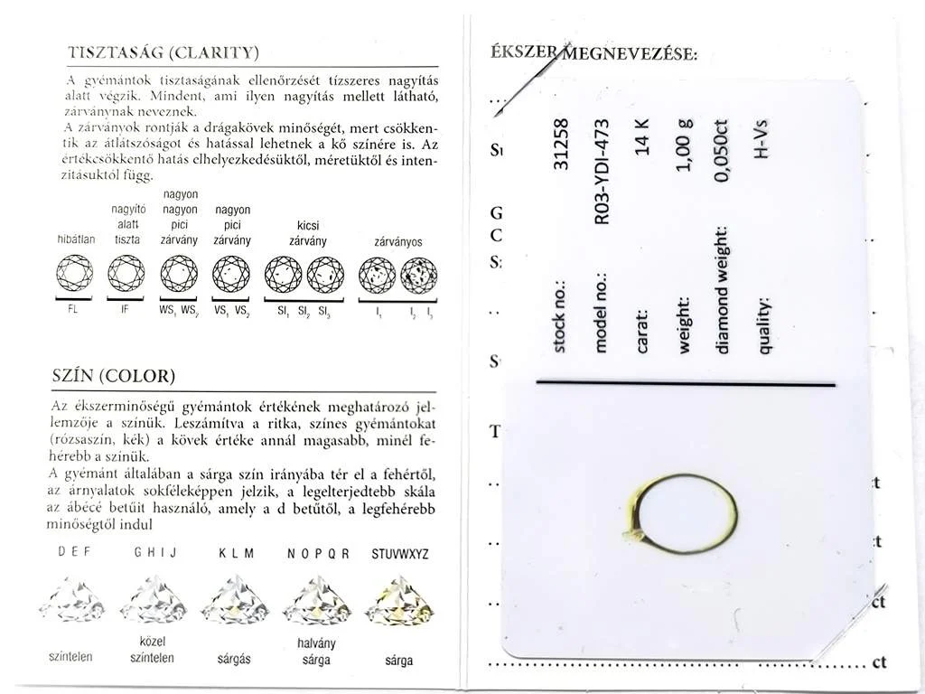 Sárga arany brilliáns csiszolású gyémánttal ékített női gyűrű - Image 8