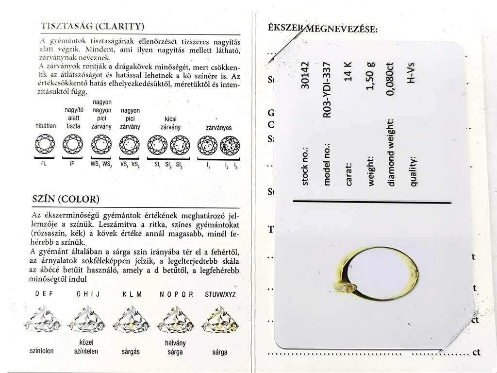 Sárga arany brilliáns csiszolású gyémánttal ékített női gyűrű - Image 8