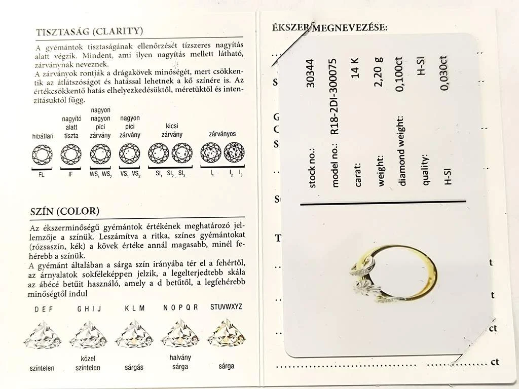 Sárga és fehérarany virágos női gyűrű brilliáns csiszolású gyémántokkal ékítve - Image 8