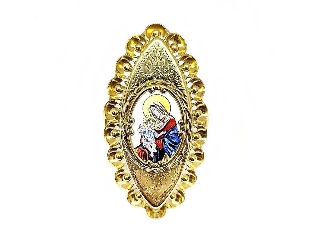 sárga arany porcelán betétes női gyűrű
