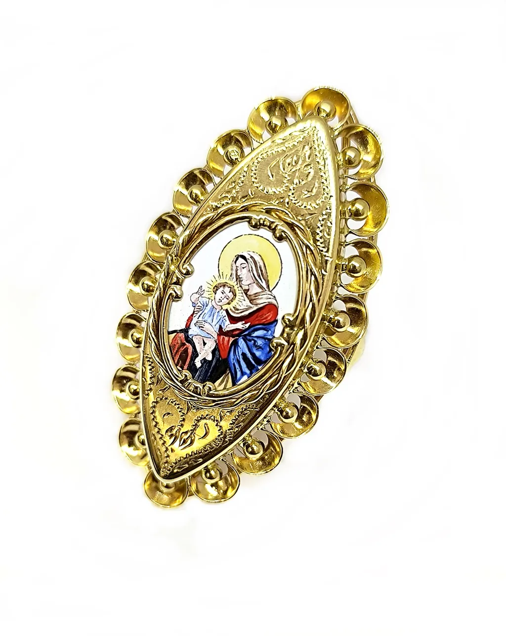 sárga arany porcelán betétes női gyűrű